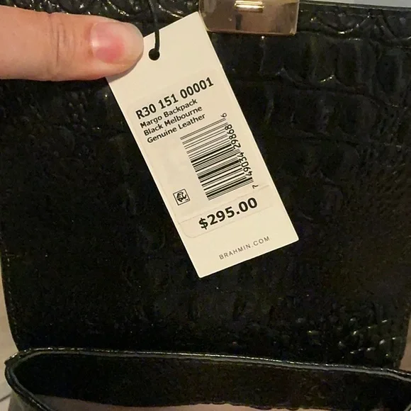 Brahmin Marvin Melbournee Black Crocodile-Embossed Backpack - Picture 7 of 12